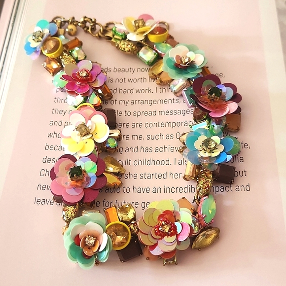 Blooming Sequin Paillete Brulee Necklace, (#2)